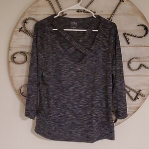 Cross-neck lightweight 3/4 sleeve soft tee